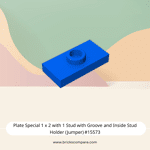 Plate Special 1 x 2 with 1 Stud with Groove and Inside Stud Holder (Jumper) #15573 - 23-Blue