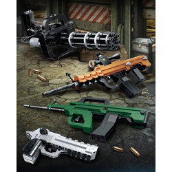 ZHEGAO QL1275-1 Mini guns 4 Gatling guns, G3/SG1 sniper rifles, 05 submachine guns, Luger P85 pistols