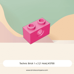 Technic Brick 1 x 2 [1 Hole] #3700 - 221-Dark Pink