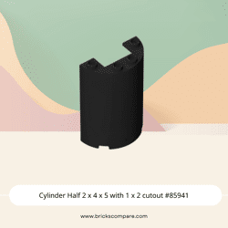 Cylinder Half 2 x 4 x 5 with 1 x 2 cutout #85941 - 26-Black