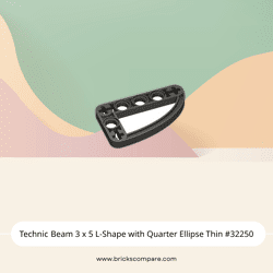 Technic Beam 3 x 5 L-Shape with Quarter Ellipse Thin #32250 - 316-Titanium Metallic