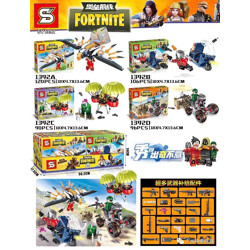 SY SY1392D Fortress front: 4 minifigure vehicles