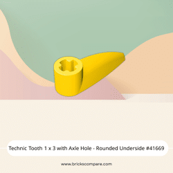 Technic Tooth 1 x 3 with Axle Hole - Rounded Underside #41669  - 24-Yellow