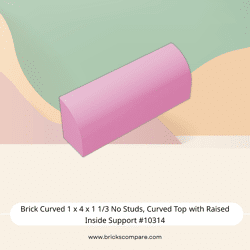 Brick Curved 1 x 4 x 1 1/3 No Studs, Curved Top with Raised Inside Support #10314  - 222-Bright Pink