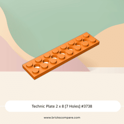Technic Plate 2 x 8 [7 Holes] #3738 - 106-Orange