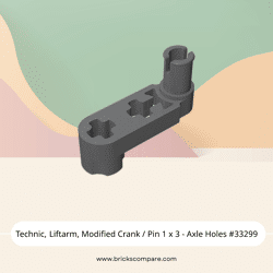 Technic, Liftarm, Modified Crank / Pin 1 x 3 - Axle Holes #33299  - 199-Dark Bluish Gray