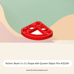 Technic Beam 3 x 3 L-Shape with Quarter Ellipse Thin #32249 - 21-Red