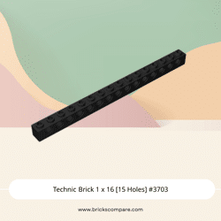 Technic Brick 1 x 16 [15 Holes] #3703 - 26-Black