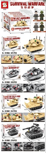 SY 0106D Survival War: Chariot 4 M1A2 main battle tanks, T-90 main battle tanks, M109 self-propelled artillery, Cheetah self-propelled anti-aircraft guns