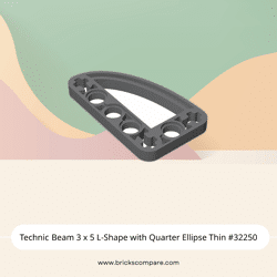 Technic Beam 3 x 5 L-Shape with Quarter Ellipse Thin #32250 - 199-Dark Bluish Gray