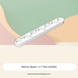 Technic Beam 1 x 7 Thin #32065 - 1-White