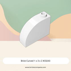 Brick Curved 1 x 3 x 2 #33243 - 1-White