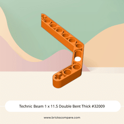 Technic Beam 1 x 11.5 Double Bent Thick #32009 - 106-Orange