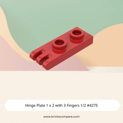 Hinge Plate 1 x 2 with 3 Fingers 1/2 #4275 - 21-Red