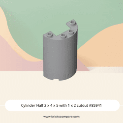 Cylinder Half 2 x 4 x 5 with 1 x 2 cutout #85941 - 194-Light Bluish Gray