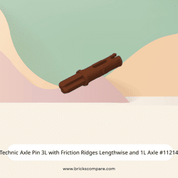 Technic Axle Pin 3L with Friction Ridges Lengthwise and 1L Axle #11214 - 192-Reddish Brown