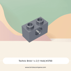 Technic Brick 1 x 2 [1 Hole] #3700 - 315-Flat Silver