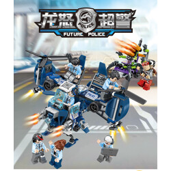 SEMBO SD9144 Dragon rage super-police: Dragon Rage fighter, poison spider chariot with 8-piece anti-explosion machine armor, rapid motorcycle, barrier-clearing vehicle, lightning attack aircraft, Tissot patrol aircraft, patrol armor, poison ousspiders, bomb king