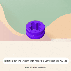 Technic Bush 1/2 Smooth with Axle Hole Semi-Reduced #32123 - 268-Dark Purple