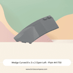 Wedge Curved 8 x 3 x 2 Open Left - Plain #41750  - 199-Dark Bluish Gray