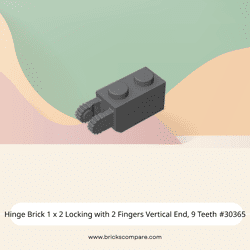 Hinge Brick 1 x 2 Locking with 2 Fingers Vertical End, 9 Teeth #30365 - 199-Dark Bluish Gray