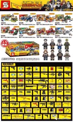 SY 1212D PlayerUnknown&#39;s Battlegrounds: minifigure vehicles 8 dock speedboats, jeep punch cards, extreme speed desert vehicles, off-road quad bikes, shopping airdrops, pickup trucks, Hercules transport aircraft