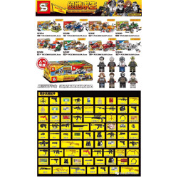 SY 1212D PlayerUnknown&#39;s Battlegrounds: minifigure vehicles 8 dock speedboats, jeep punch cards, extreme speed desert vehicles, off-road quad bikes, shopping airdrops, pickup trucks, Hercules transport aircraft