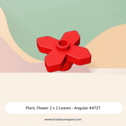 Plant, Flower 2 x 2 Leaves - Angular #4727 - 21-Red