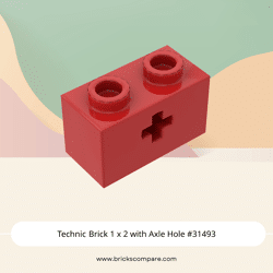 Technic Brick 1 x 2 with Axle Hole #31493 - 21-Red
