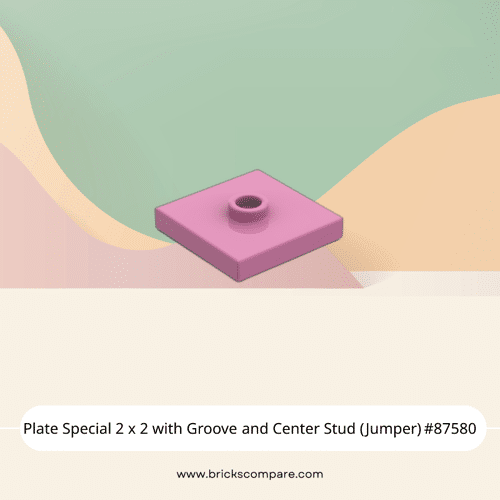 Plate Special 2 x 2 with Groove and Center Stud (Jumper) #87580 - 221-Dark Pink