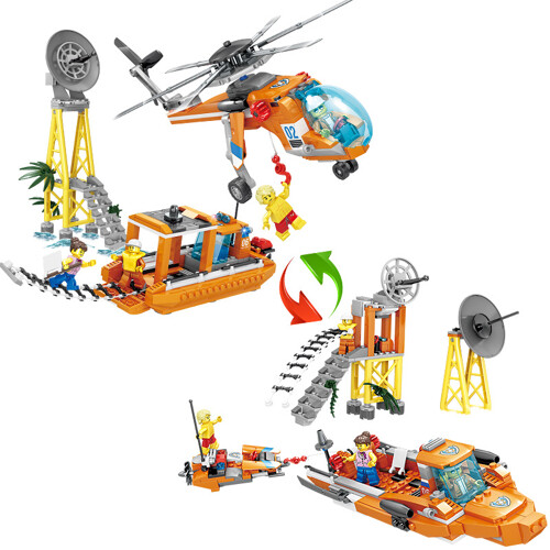 KAZI / GBL / BOZHI KY80521 Fire rescue: rescue lift helicopter rescue boat, rescue rescue transport ship 1 change 2