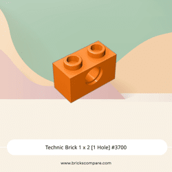 Technic Brick 1 x 2 [1 Hole] #3700 - 106-Orange