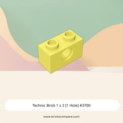 Technic Brick 1 x 2 [1 Hole] #3700 - 226-Bright Light Yellow