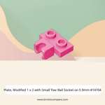 Plate, Modified 1 x 2 with Small Tow Ball Socket on 5.9mm #14704 - 221-Dark Pink