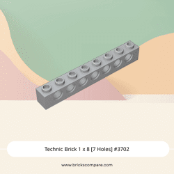 Technic Brick 1 x 8 [7 Holes] #3702 - 194-Light Bluish Gray