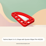 Technic Beam 3 x 5 L-Shape with Quarter Ellipse Thin #32250 - 21-Red