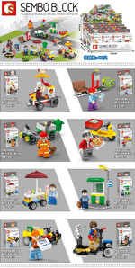 SY 601037-1 8 small scenes of street minifigures