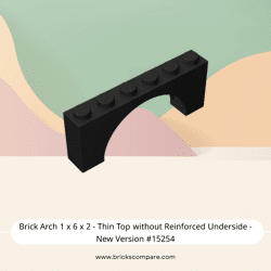 Brick Arch 1 x 6 x 2 - Thin Top without Reinforced Underside - New Version #15254  - 26-Black
