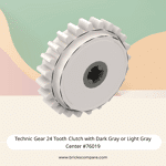 Technic Gear 24 Tooth Clutch with Dark Gray or Light Gray Center #76019  - 1-White