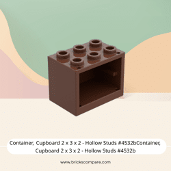 Container, Cupboard 2 x 3 x 2 - Hollow Studs #4532bContainer, Cupboard 2 x 3 x 2 - Hollow Studs #4532b - 192-Reddish Brown