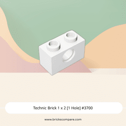 Technic Brick 1 x 2 [1 Hole] #3700 - 1-White