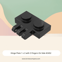 Hinge Plate 1 x 2 with 3 Fingers On Side #2452 - 26-Black