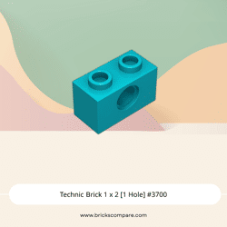 Technic Brick 1 x 2 [1 Hole] #3700 - 107-Dark Turquoise