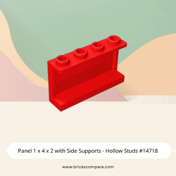 Panel 1 x 4 x 2 with Side Supports - Hollow Studs #14718 - 21-Red