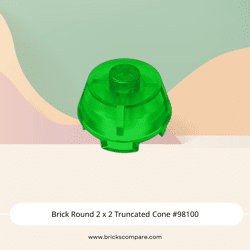 Brick Round 2 x 2 Truncated Cone #98100  - 48-Trans-Green