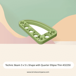 Technic Beam 3 x 5 L-Shape with Quarter Ellipse Thin #32250 - 330-Olive Green