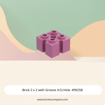 Brick 2 x 2 with Groove A.Cr.Hole #90258 - 221-Dark Pink