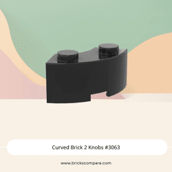Curved Brick 2 Knobs #3063 - 26-Black