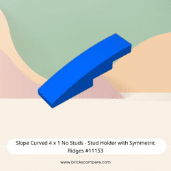 Slope Curved 4 x 1 No Studs - Stud Holder with Symmetric Ridges #11153  - 23-Blue