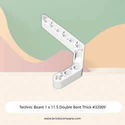 Technic Beam 1 x 11.5 Double Bent Thick #32009 - 1-White